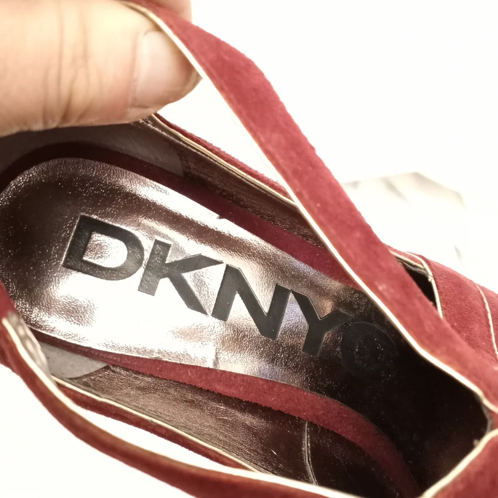DKNYC Wine Suede Platform Heels
